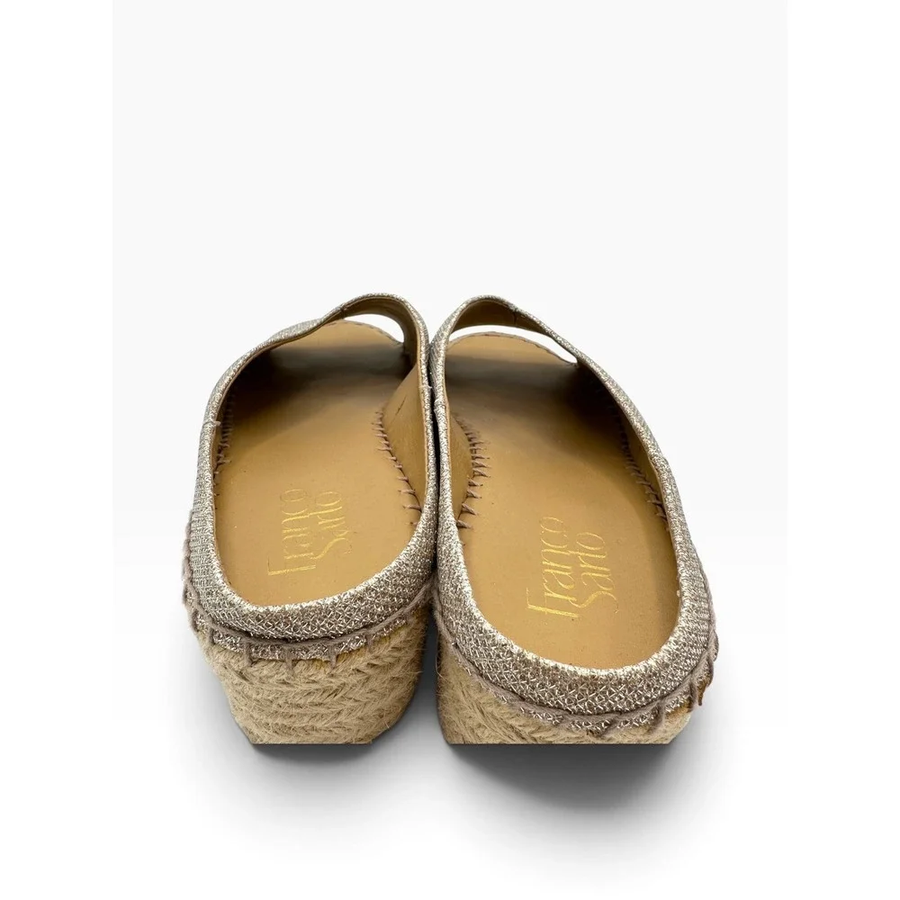 Franco Sarto Pine Womens 8M Champagne Silver Metallic Espadrille Wedge Sandals
